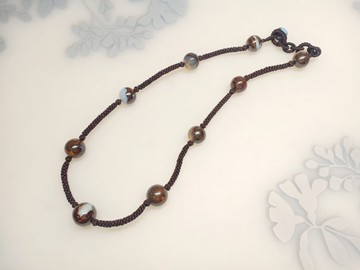 脈石蛋白石 手工編結項鍊  – 老玉石 – 純設計