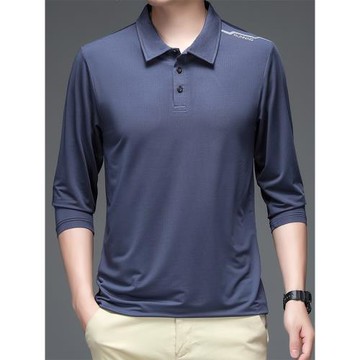 POLO衫男長袖潮2025秋季新款輕商務休閑上衣夏季翻領保羅速干t恤