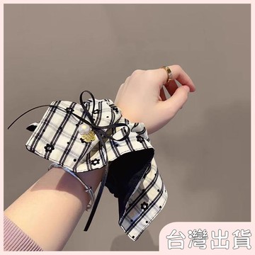 ✨臺灣出貨✨【飾飾如意】小衆大腸方巾髮圈網紅博主新款格子條紋發繩高級感布藝扎頭繩髮飾