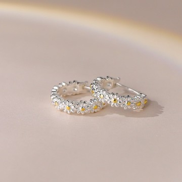 《現貨》眉兒銀飾 925純銀 小雛菊耳扣 純銀耳環 小花耳環 花朵