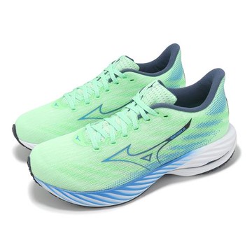 Mizuno 慢跑鞋 Wave Rider 28 男鞋 綠 藍 波浪片 支撐 緩衝 運動鞋 美津濃 J1GC2403-54