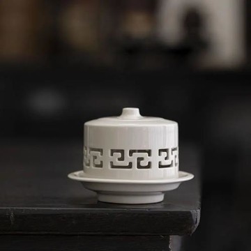 草木灰白官窯擺件室內檀香線香沉香爐茶室香熏爐中式陶瓷香爐香道