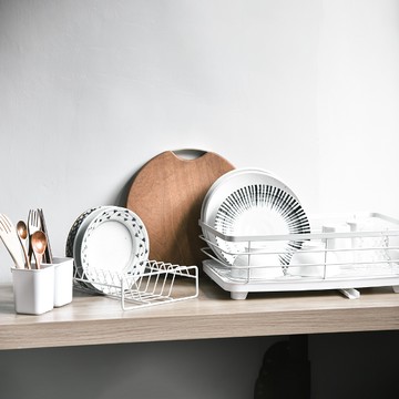 Homely Zakka  日式簡約 雙層多功能碗盤餐具瀝水架_附排水導