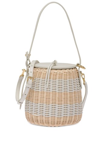 Miu Miu - striped woven-wicker bucket bag - women - Wicker/Calf Leather - One Size - White