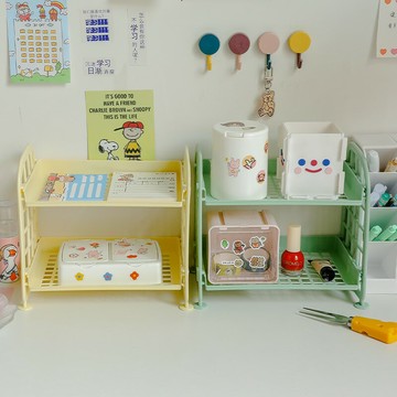 化妝品餐桌架置物架 歐式 雙層小型收納盒家用多層桌面辦公桌上用