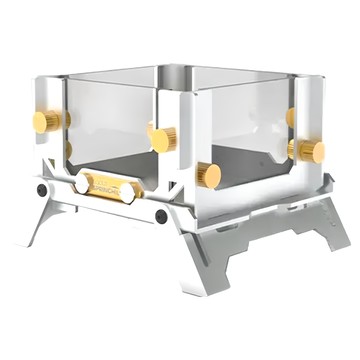 春山 mini觀火台 430不鏽鋼 黃銅 玻璃材質 含帆布收納袋  1個  銀色 + 透明色