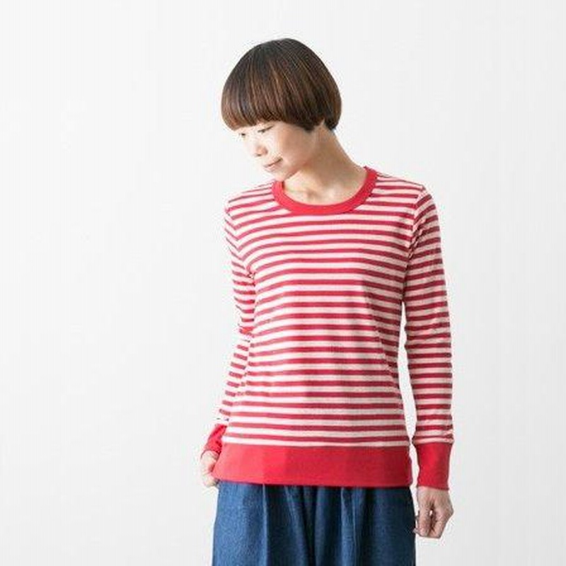 アルモニ 切り替え ボーダー ロングスリーブ 綿 コットン オートミール キナリ 生成り グレー チャコール レッド 春夏 新作 8830011 メール便OK アルモニ 切り替え ボーダー ロングスリーブ 綿 コットン