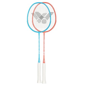 VICTOR 勝利體育 羽毛球拍 寶藍色 + 橘色 90~100G 2支  POWER 1000 MO  1組