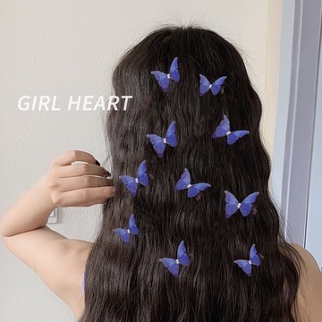 ins蝴蝶發夾超仙森系一字夾頂夾劉海夾簡約百搭少女心邊夾頭飾品