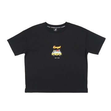 KANGOL 短T 黑色 巴士趣味圖 短版 短袖 女 6522101120