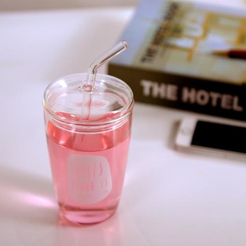 耐熱玻璃吸管杯成人玻璃水杯家用簡約花茶杯帶蓋牛奶飲果汁杯子