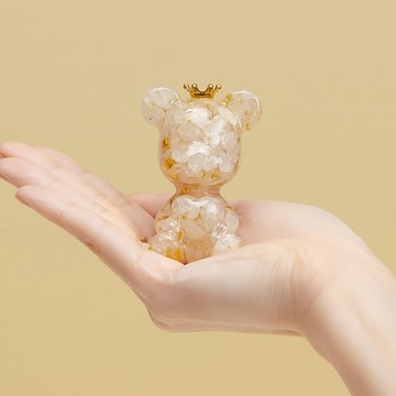 開運皇冠熊 | 白水晶 紫鋰輝 | 動物水晶擺件