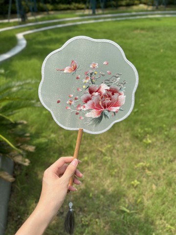 團扇古風扇子刺繡中國風旗袍漢服舞蹈雙面繡蘇州蘇繡