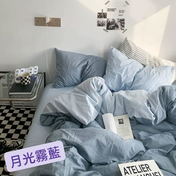 日係雙拼色系水洗棉四件套床包組