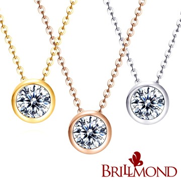【BRILLMOND】18K金 10分天然鑽石墜 歐式 三色選(全18K金三色選 F/VS2 10分主石)
