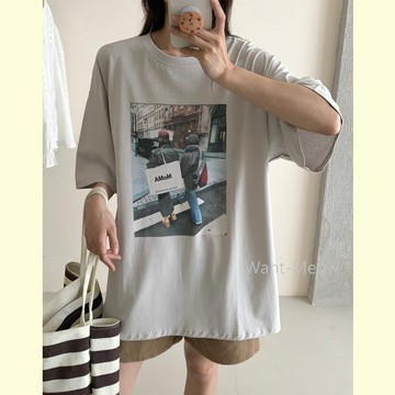 台灣㊣現貨✨１００公斤可穿/寬鬆/韓系/購物女子/棉T/大尺碼/上衣/T恤/Want Meow招財貓旺鋪
