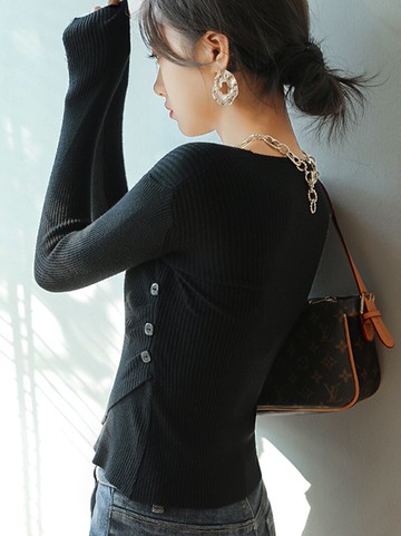 黑色V領毛衣新款百搭長袖針織衫女春秋季內搭修身打底衫上衣