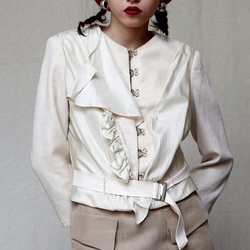 南瓜Vintage。3.1 Phillip Lim 美國製 麻質 特殊 鉤釦 繫帶 外套