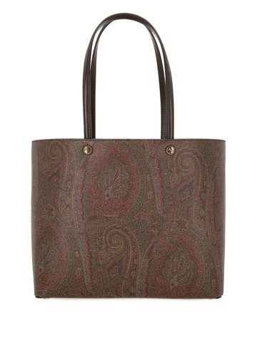 Brown Shopper With All-Over Jacquard Paisley Pattern In Canvas Woman