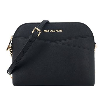 MICHAEL KORS JET SET TRAVEL素面斜背貝殼包-黑