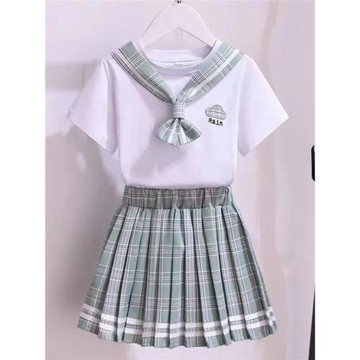 女童裝夏款套裝2026新款jk制服裙子夏季洋氣時髦兒童學院風兩件套