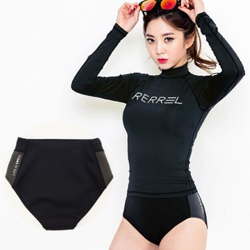 2025新款黑色高腰泳褲女士三角泳衣褲遮肚顯瘦有大碼泡溫泉游泳褲
