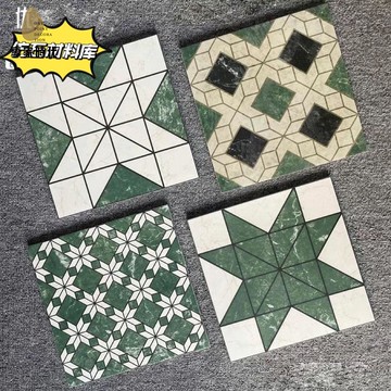 摩洛哥綠色復古花磚300x300廚房陽臺浴室防滑地磚民宿背景墻磚【X1213】