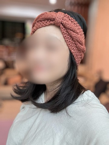 /輕髮帶/磚橘色麻花蝴蝶結髮帶細軟美麗諾純羊毛運動頭帶手工編織