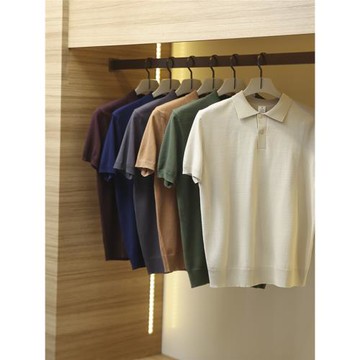 輕熟紳士！針織冰感紗線！氣質有型！男士商務休閑短袖polo衫T恤