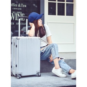 復古鋁框拉桿箱24寸萬向輪登機箱旅行箱包靜音結婚箱女生行李箱子