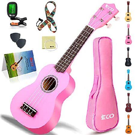 iECO Soprano Ukulele Beginner Kit for Kids Adults Inch Ukelele w Case Strap Tuner Strings Picks