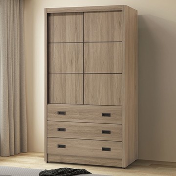 文創集 克星3.5尺推門三抽衣櫃(二色系可選)-105x61x196cm免組