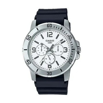【CASIO 卡西歐】三眼指針男錶 膠質錶帶 星期顯示 生活防水 MTP-VD300(MTP-VD300-7B)