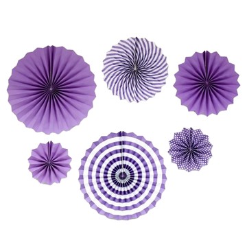 紙扇花6件組 裝飾  紫  40 x 40cm + 30 x 30cm + 20 x 20cm