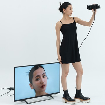 Bra Top涼感細肩平口背心洋裝-黑色