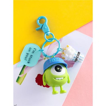 新款情侶鑰匙扣公仔掛件可愛卡通創意小帶閃光音效鑰匙包掛飾