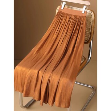 歐洲站珠光百褶半身裙女2025夏季仙氣網紗半裙流光紗a字大擺紗裙