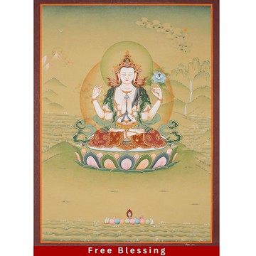 黑金觀音唐卡  藏傳傳統藝術豐富多彩