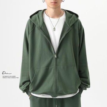 400g重磅純棉 2025春秋新款開衫連帽衛衣男美式oversize高街外套
