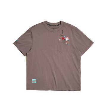 江戶勝 日系 男裝 口袋夏祭小物短袖T恤(暗灰色)#上衣