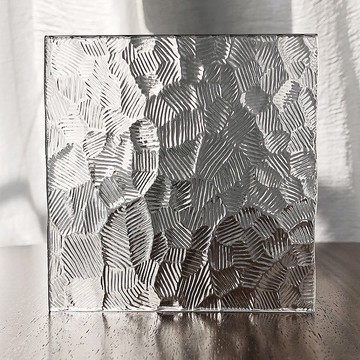 【紙鎮】8cm 方形 / 銀波花壓花玻璃