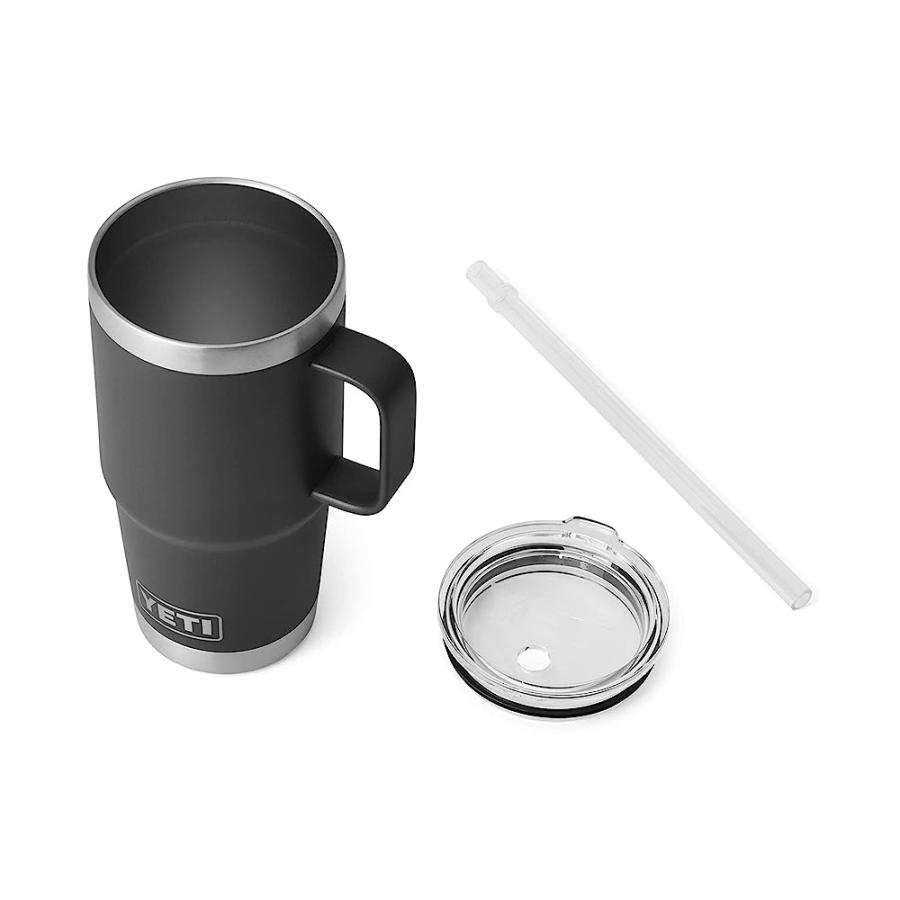 YETI RAMBLER 25 OZ STRAW MUG, VACUUM INSULATED, STAINLESS STEEL, BLACK