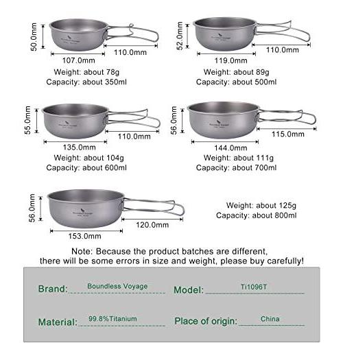 無限の航海 チタン ボウル 食器セット 折りたたみ式ハンドル付き アウトドア キャンプ ポータブル プレート ソーサー 食器 Ti1096T