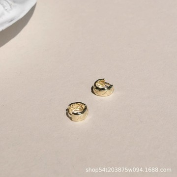 【法式小香風】S925純銀耳環 小耳圈 耳扣 鍍14K金 防過敏 迷你百搭 時髦ins風 日常通勤約會必備