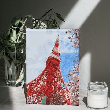 花見-東京鐵塔 創意數字油畫 【銷售排行榜】