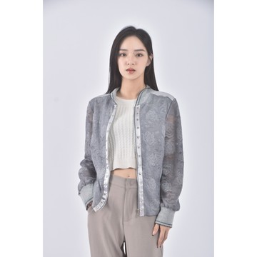 (M) 紡紗花紋藍色外套二手衣