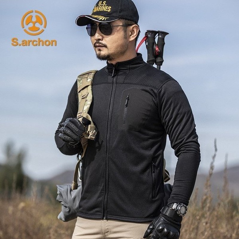 メンズフリースジャケットスタンドカラーパーカー薄手ブルゾンジップアップジャケットアウター通気アウトドアウェア 通販 Lineポイント最大get Lineショッピング