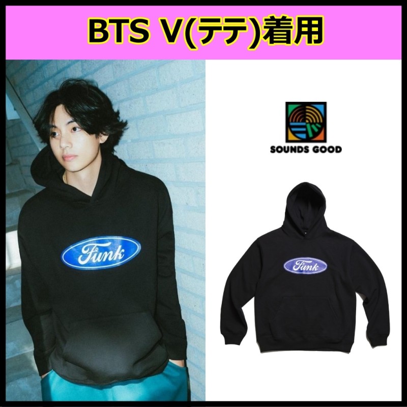 BTS Vテテ着用 SOUNDS GOOD Funk Logo Hoodie   Black   LINE