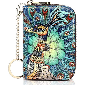 APHISON- 3D彩繪信用卡皮革拉鍊錢包