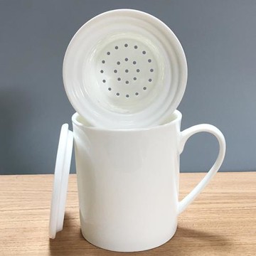 陶瓷過濾泡茶杯茶水分離純色白瓷帶蓋茶隔杯子辦公室男女個人專用